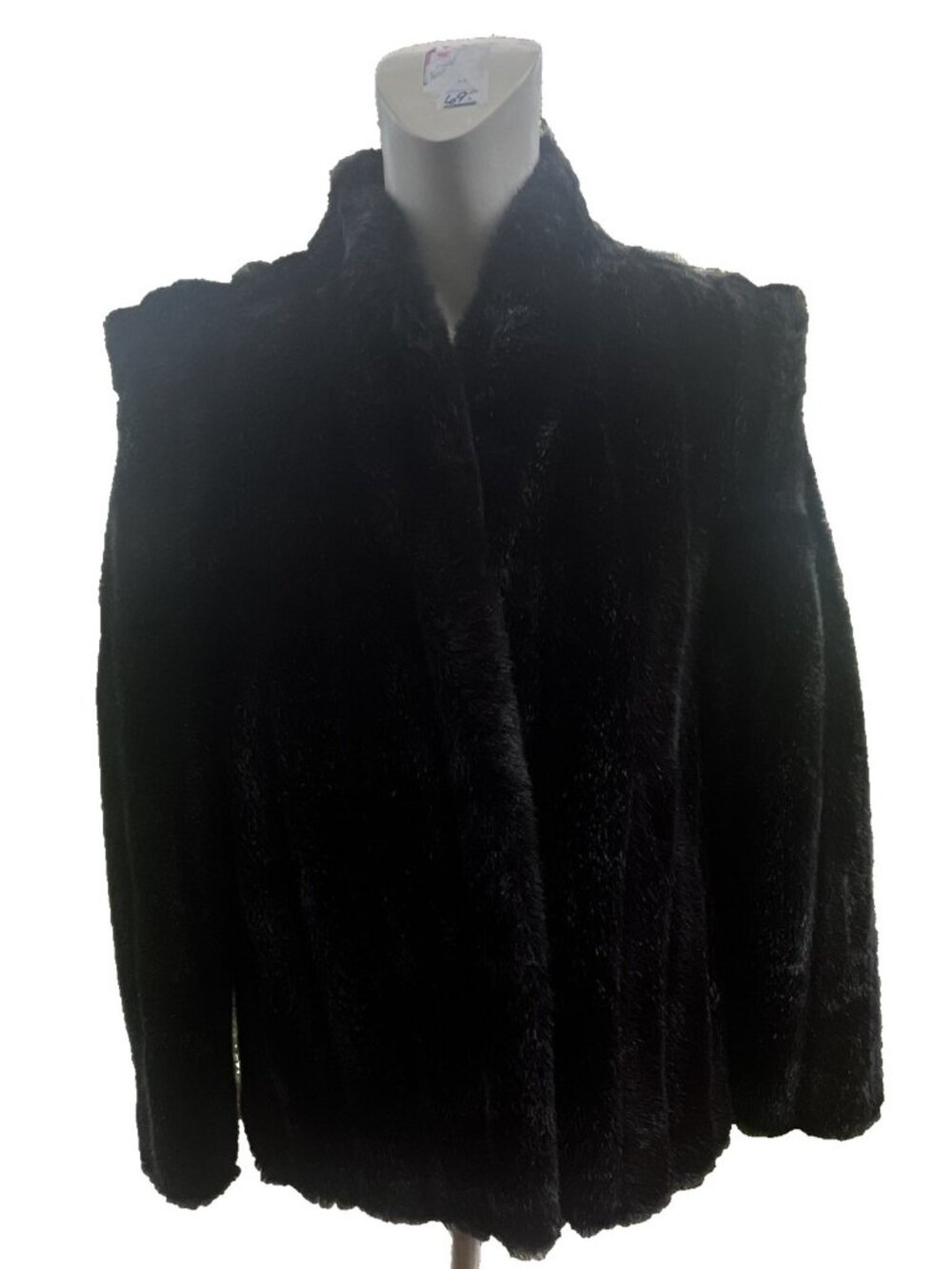 Vintage Intrigue Glenoit Black Faux Fur Jacket ILGWU Size 9 (Read Description)